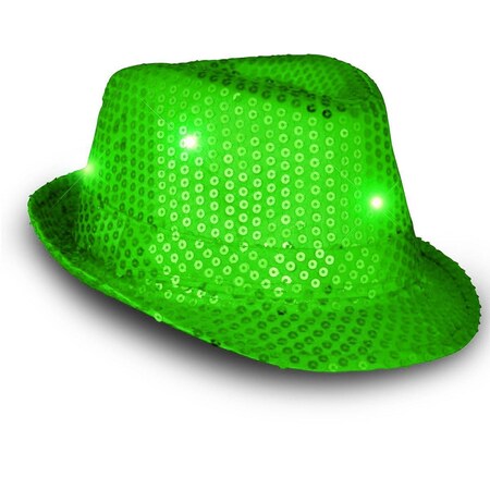 Endless Games LED Flashing Fedora Hat with Sequins, Green EN3342609